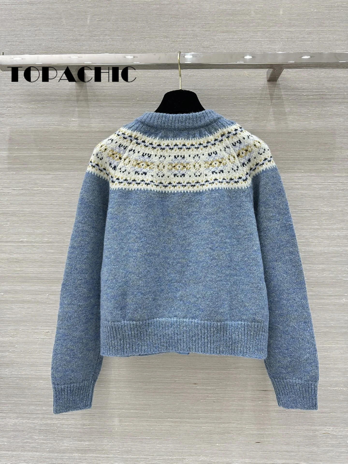 9.28 TOPACHIC-Women Letter Contrast Color Print Short Sleeve Knitwear Sweet Temperament Single Breasted Wool Knit Cardigan