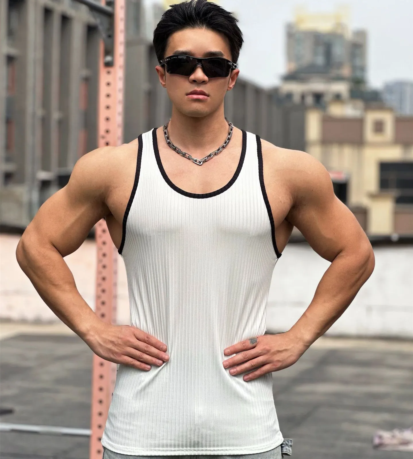 2024 Summer New Men\'s Fitness Vest Men Tank top Male Gym Training Running Casual Sports Sleeveless T-shirt