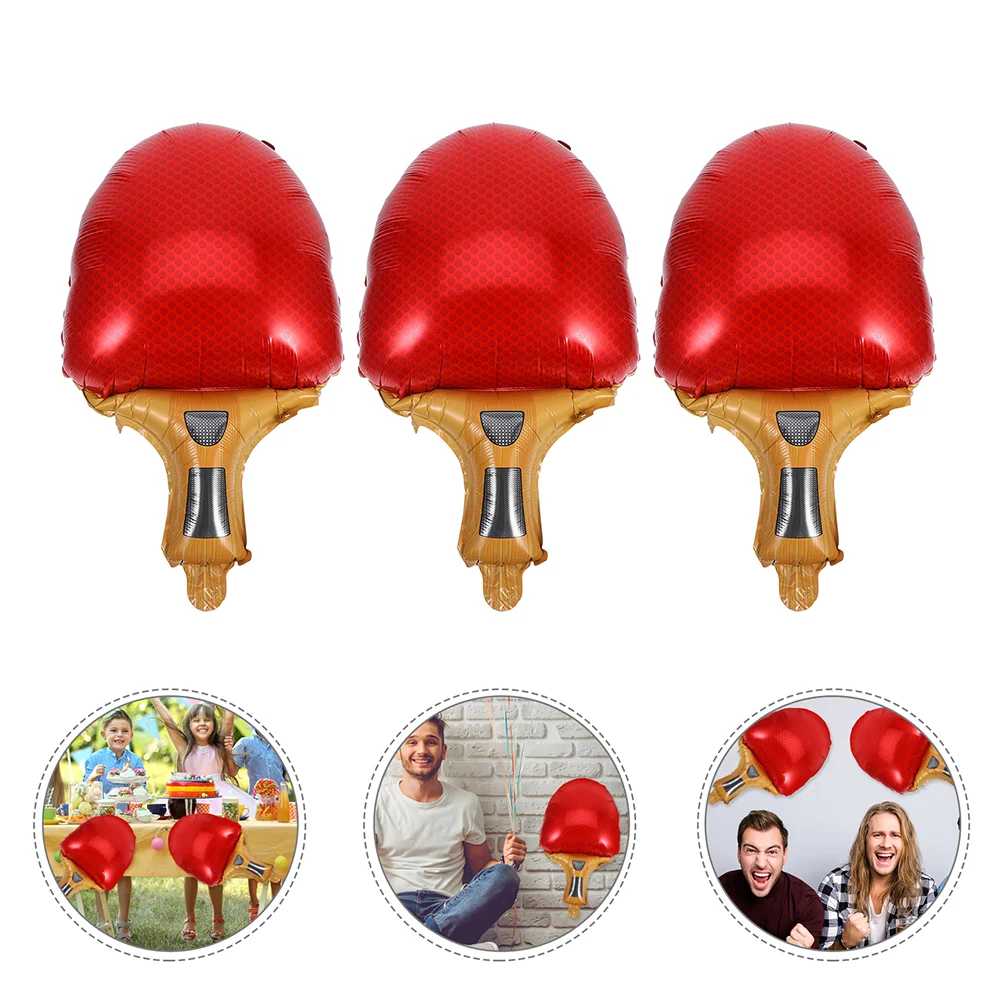 

3 Pcs Table Tennis Racket Balloon Balls Sport Theme Foil Sports Birthday Party Balloons Decoration Aluminum Film Child Supplies