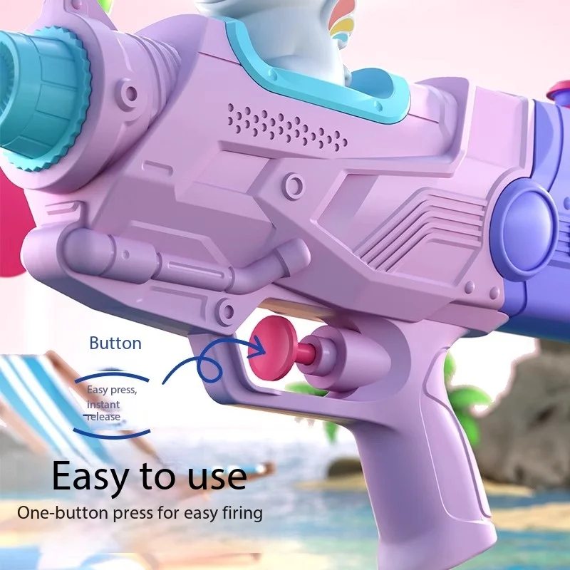 2026 Summer Manual Press Water Gun, Replaceable Top Doll Long Range Large Capacity Outdoor Beach Water Play Toy Birthday Gift