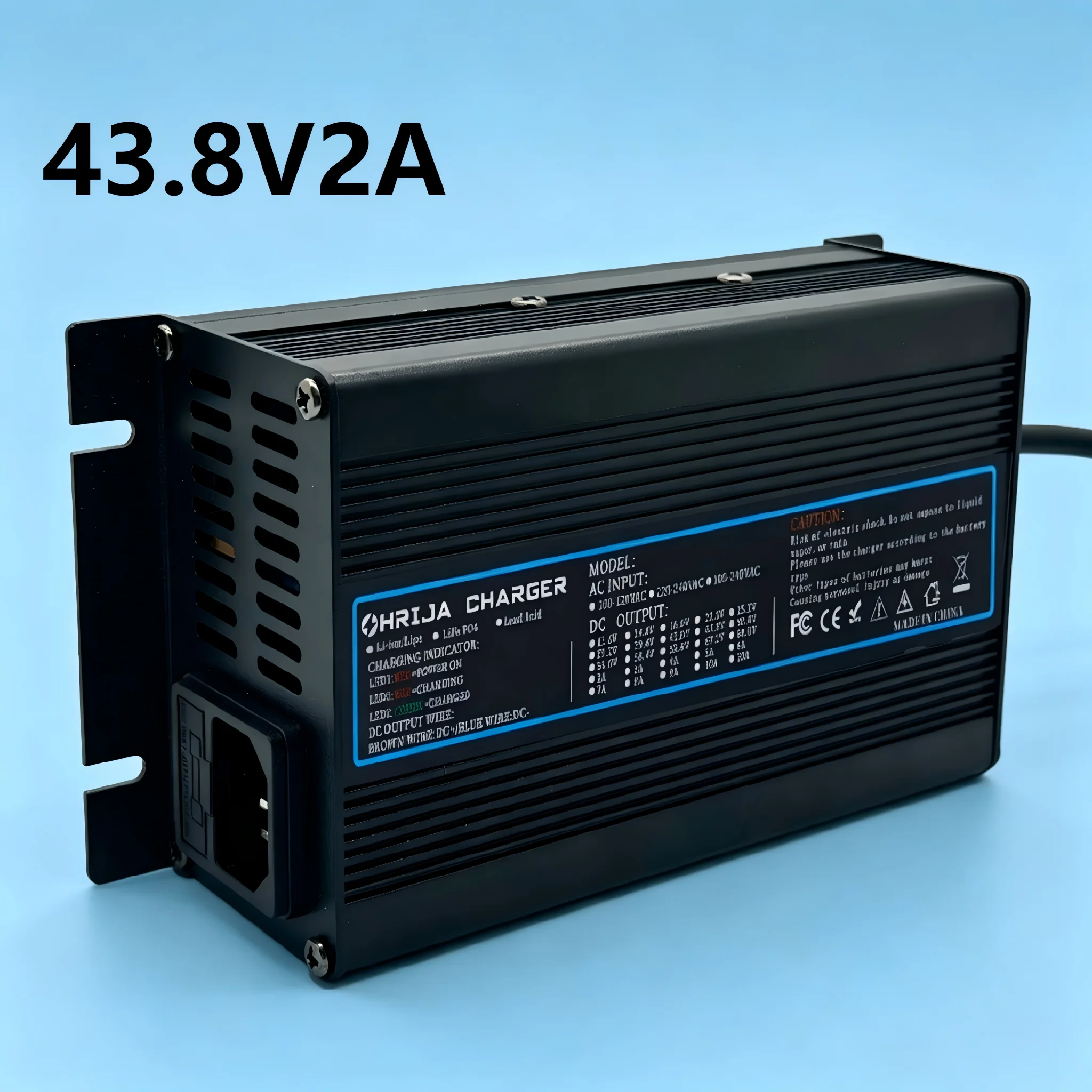OHRIJA 43.8V 2A Fast Charger for LiFePO4 Battery  for 12S 38.4V Electric Car Safe & Stable Aluminum Case, Overcharge Protection