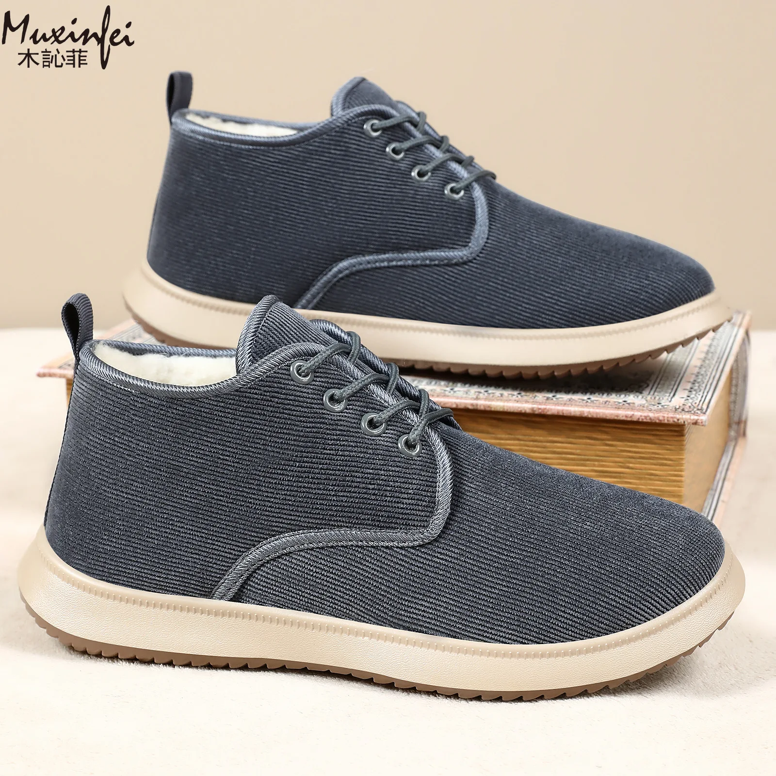 

Cotton Shoes Men's Winter New Item Thickened Warm and Cool Insulation Casual Versatile Lace Up Cotton Boots Couple Cotton Shoes