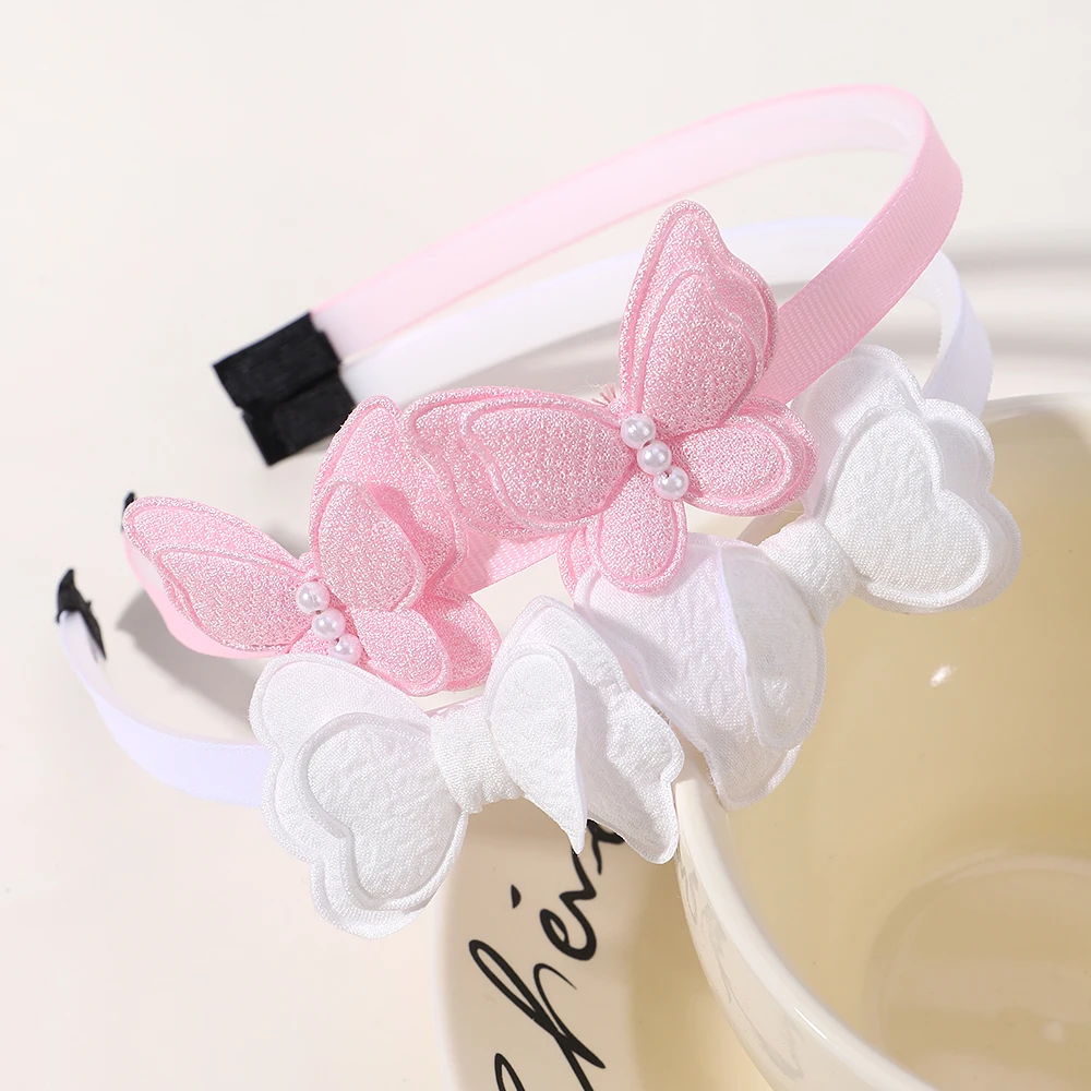 2Pcs/lot Candy Color Hair Band for Baby Girl Lovely Butterfly Children's Hair Hoop Cute Bows Kids Headwear Hair Accessories Gift