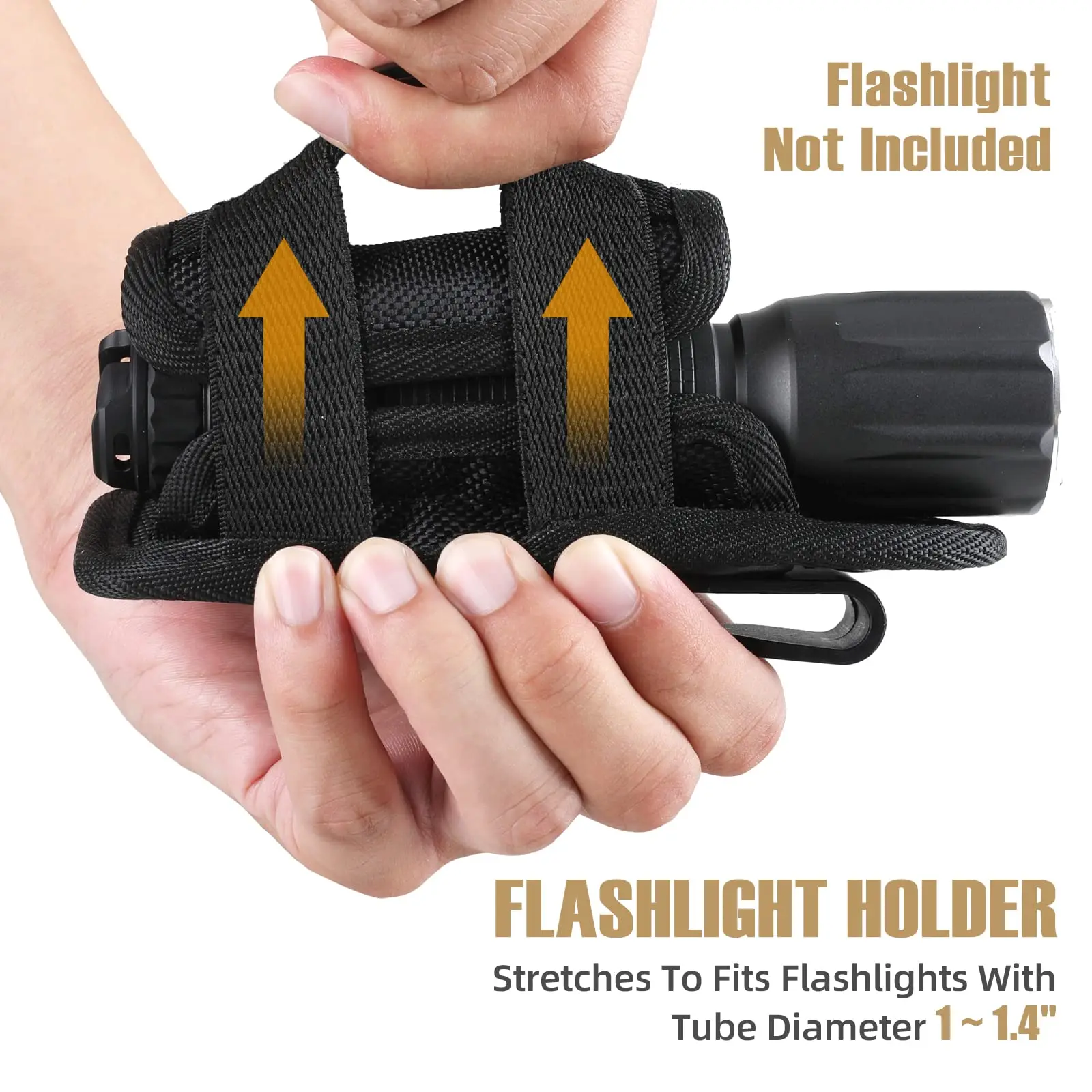 Tactical Flashlight Pouch Holster, Rotatable Flashlight Holder Belt Clip Tactical Torch Carry Case with 360 Degree Carabiner