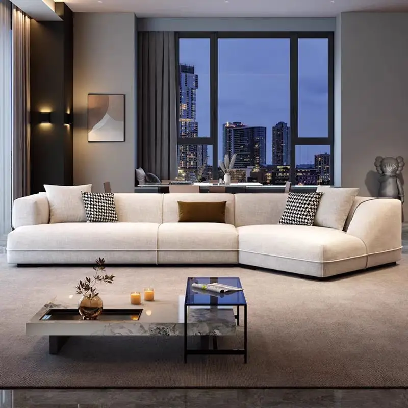 

！@Modern Sectional Couch Linen Corner Fabric Sofa Set Living Room Furniture