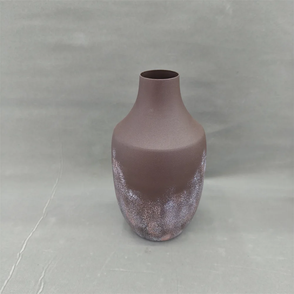 

Elegant Rustic Metal Vase Unique Floral Vintage Design Minimalist Tabletop Decor Wedding Centerpiece Home Flower Arrangement Pot