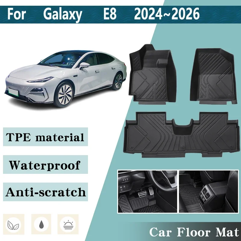 LHD Car Floor Mat For Geely Galaxy E8 2024 2025 2026 Car Foot Liner Storage Pads Scratch Resistant Water Proof Auto Accessories