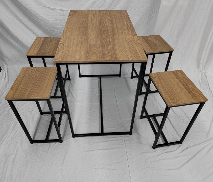 

5pcs Indoor Bar Furniture Set Panel Wood Style Table and Stool Combination