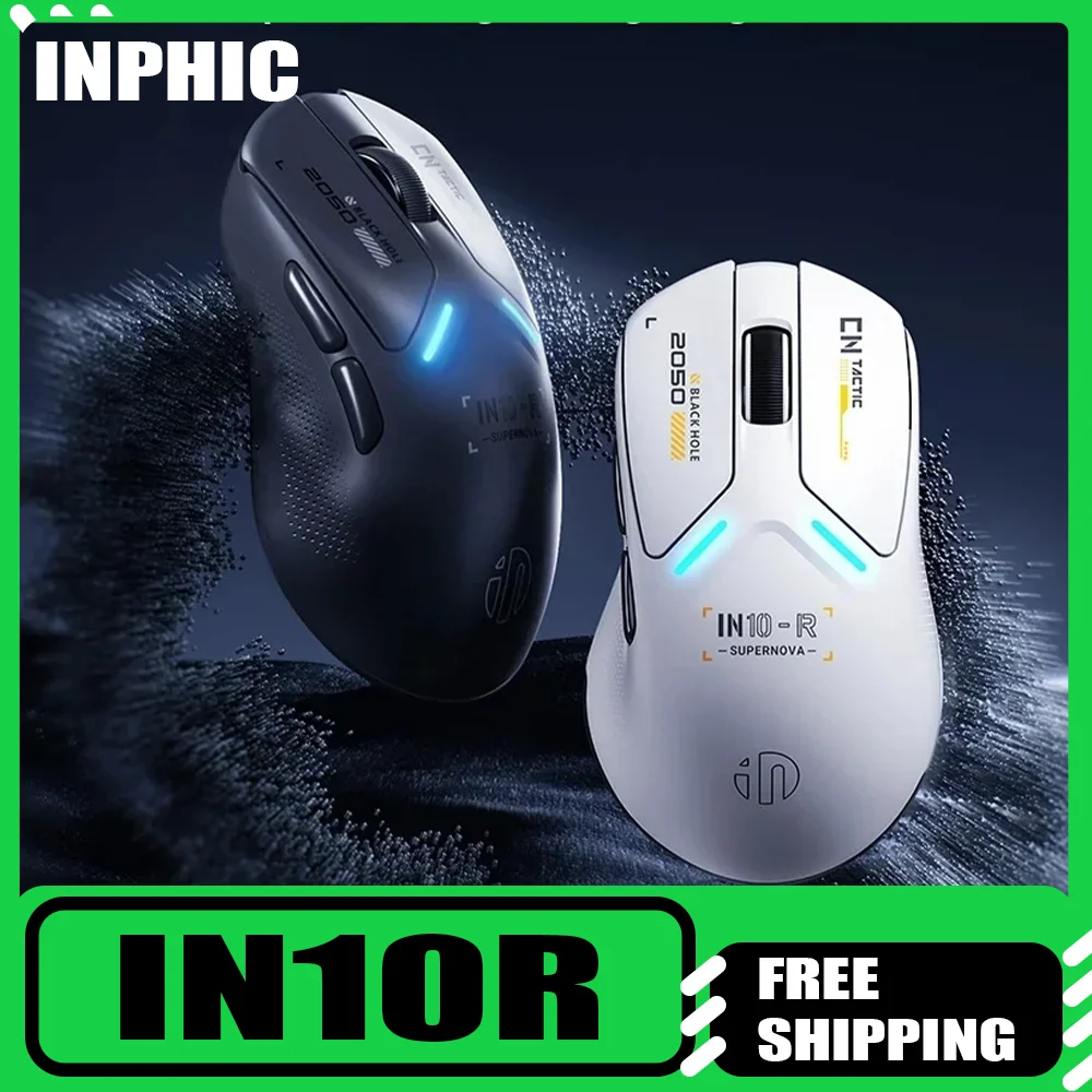 

Беспроводная мышь INPHIC IN10R, трехрежимная мышь PAW3395, беспроводная, 8000 Гц, скорость отгрузки, легкие игровые мыши, геймерские аксессуары, 1 шт.