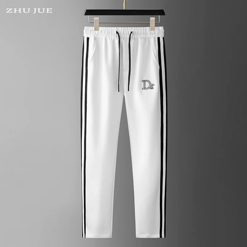 

Men's Casual Pants High-End Embroidery Straight Leg Slim Fit Spring Autumn New Sle Spor Polyester Fiber mid Waist