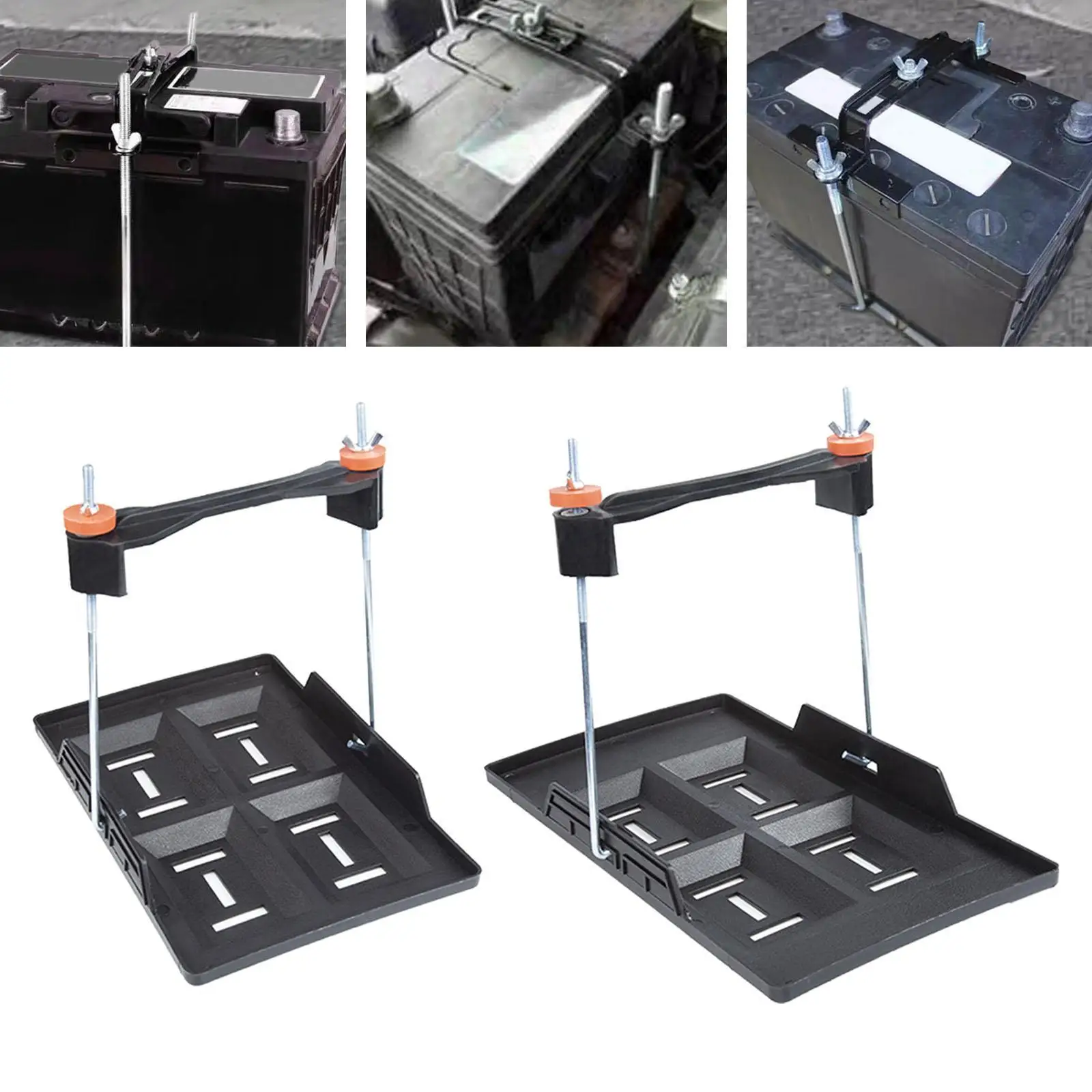 Car Battery Tray Bracket Battery Tray Holder Stabilizing Portable Battery Hold Down Tray for Marine Boats Cars Rvs