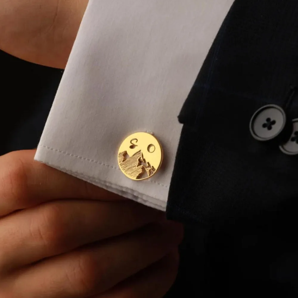 Personalized cufflinks, mountain cufflinks, moon cufflinks, groom's wedding cufflinks, gifts for husbands