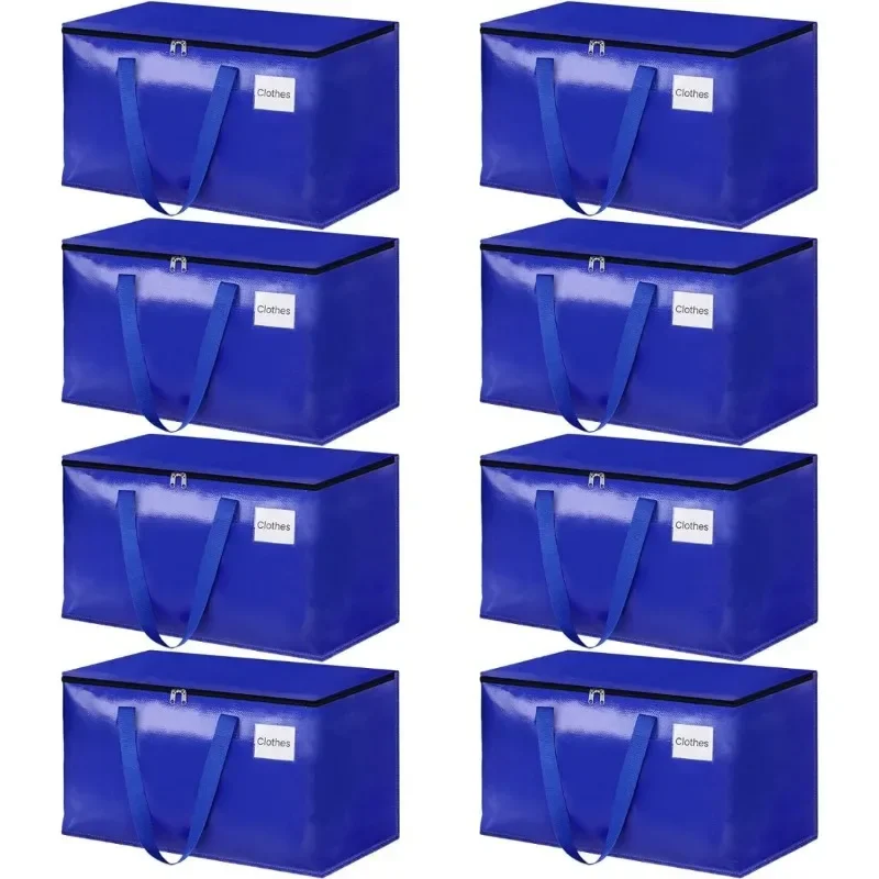 Moving Bags, 8-Pack Heavy Duty with Strong Zippers and Handles Collapsible Moving Supplies, Storage Totes for Packing