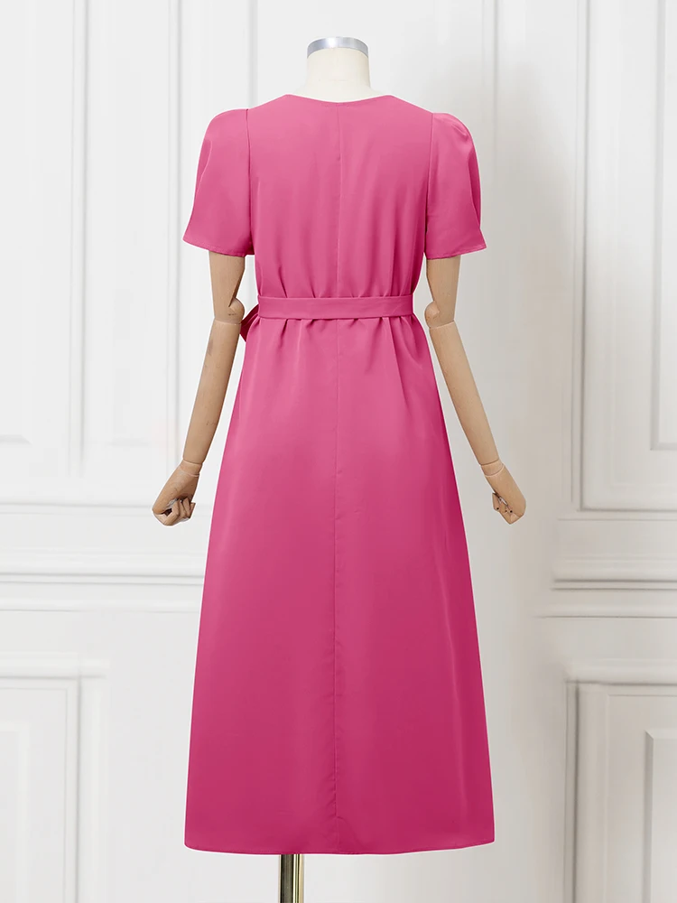 VONDA élégant fête Maxi robes Sexy col carré manches courtes bouffantes couleur Patchwork robe d'été femmes ceinture longues robes