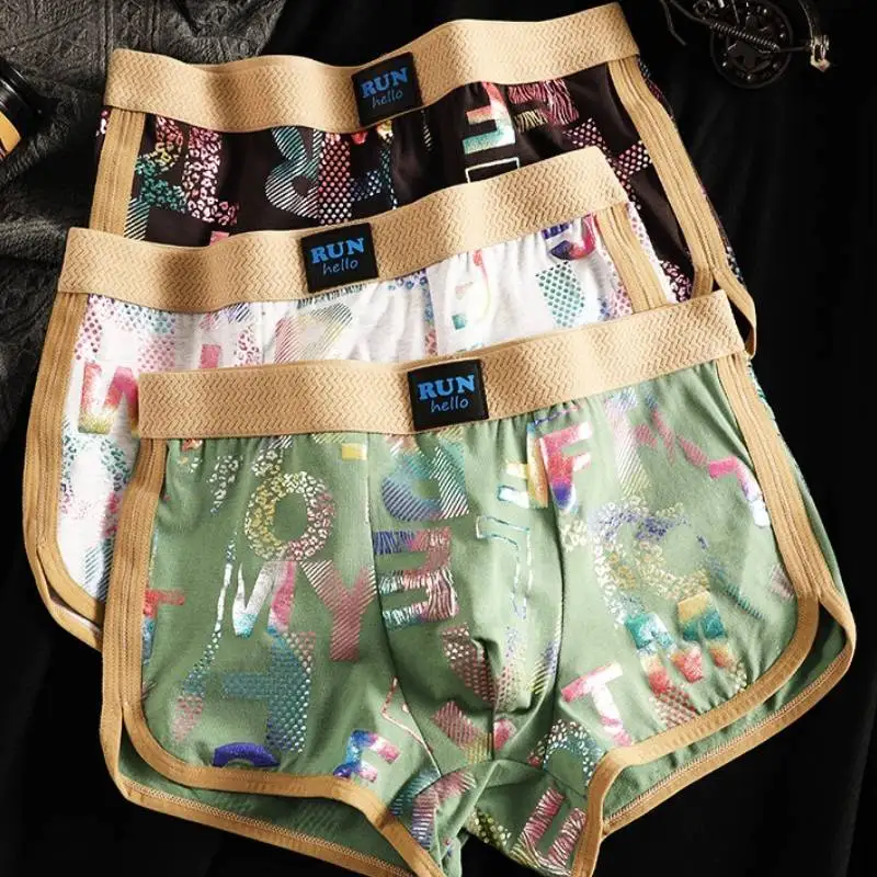 

3 pcs Men Cotton Boxer Shorts Men's Underwear Hombre Panties Letter Print Underpants Comfortable Underwear For Men