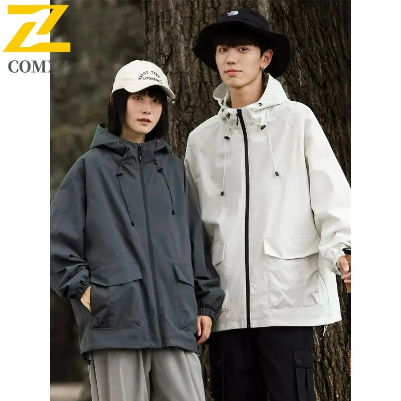 

COMXZ уличная куртка премиум-класса для мужчин, альпинистское ветрозащитное пальто с капюшоном, уютная долговечная легкая осенняя новая одежда