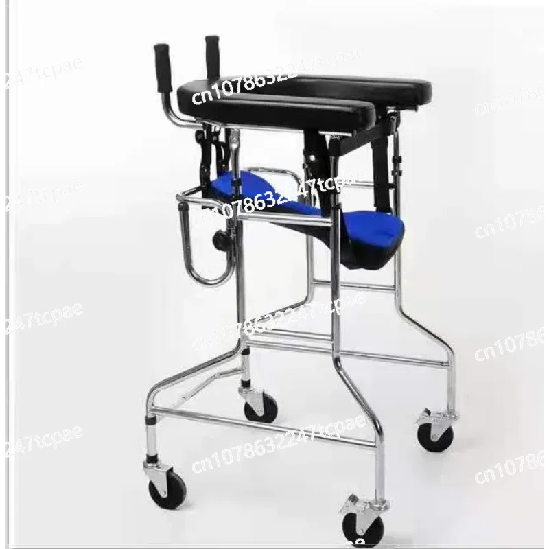 4 Wheels Handicapped Rehabilitation Training Children Adults Stand Disabled Walker Walking Aid