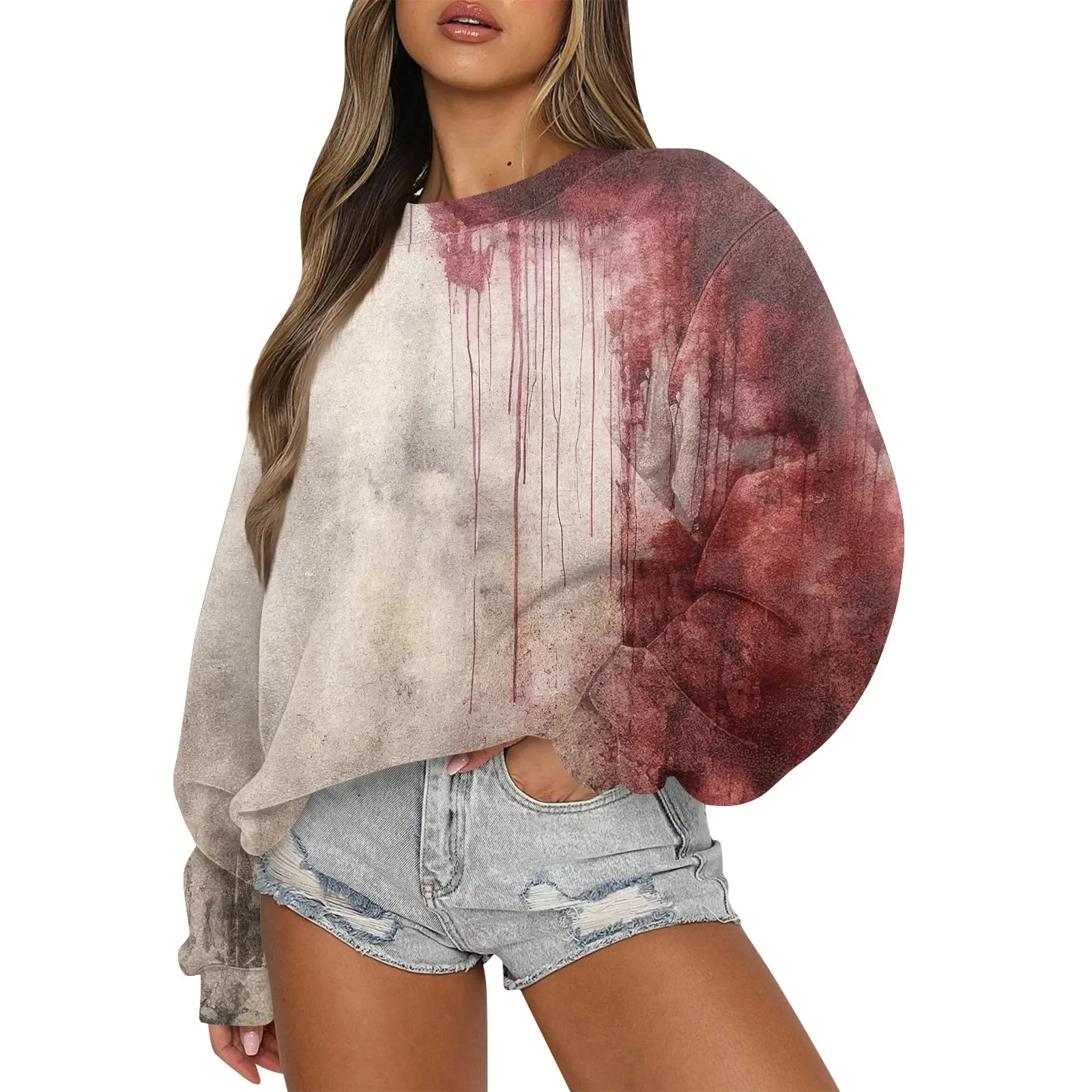 2024 Halloween Trend Elements Fall Ladies Long Sleeve Hoodie Casual Street Halloween 3D Printing Style