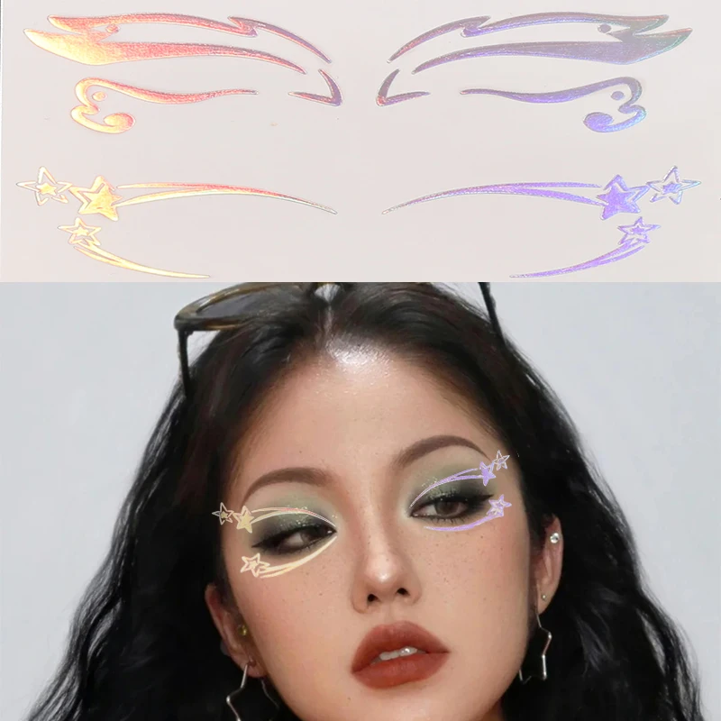 

Laser Gold Eyes Decorative Stickers Eyebrow Eyeliner Face Art Sticker Decals Halloween New Year Festival Party DIY Decorations