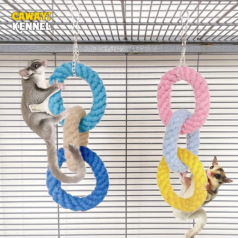 Hamster Climbing Rope Toys Sugar Glider Cage Accessories Hanging Swing Cage Toy Bird Parrot Rope Swing Toy for Climbing Exercise