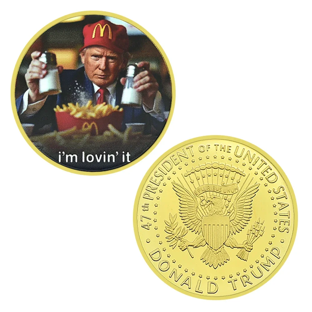 2024 New Donald Trump Commemorative Coin I'm Lovin It Metal Medal Challenge Coin with Protective Shell Collection