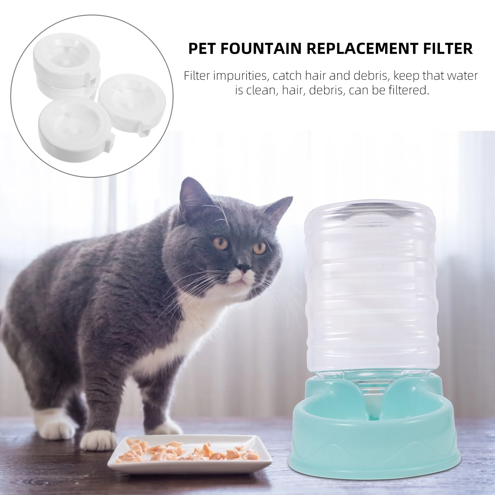 4Pcs Gravity Filter Cartridge Kit for Pet Water Fountain Replacement Filters Cat Dog Drinking Dispenser Accessories