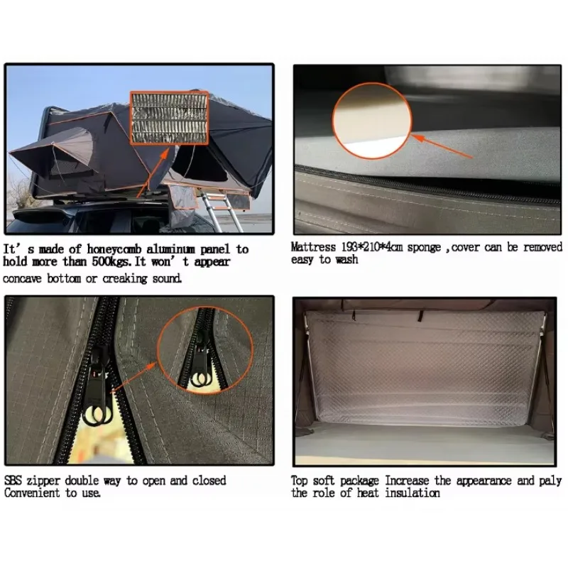 Hot Sale WOQI Camping Aluminum Alloy Roof Tent Car Hard Shell Roof Tent SUV Car Roof Tent