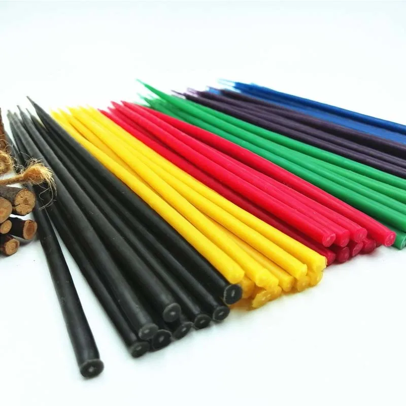 100pcs/lot Natural Beeswax Stick Wax Orthodox Candle Φ0.6x20cm