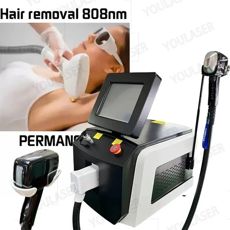 Portable 808nm Diode Laser Hair Removal Machine High Power 4000W Three Wavelengths Ice Tianium Painless Laser Epilator For Salon