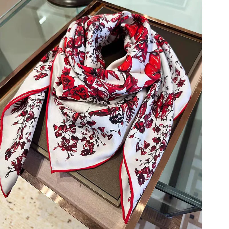 Butterfly Print 100% Silk Scarf Wraps 90 Real Silk Neckerchief Shawl