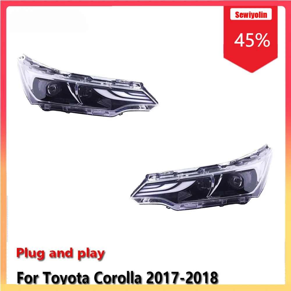 

Автомобильные светодиодные фары, автомобильные детали для Toyota Corolla 2017-2018, противотуманные DRL, стоп-сигнал поворота, лампа Plug and Play
