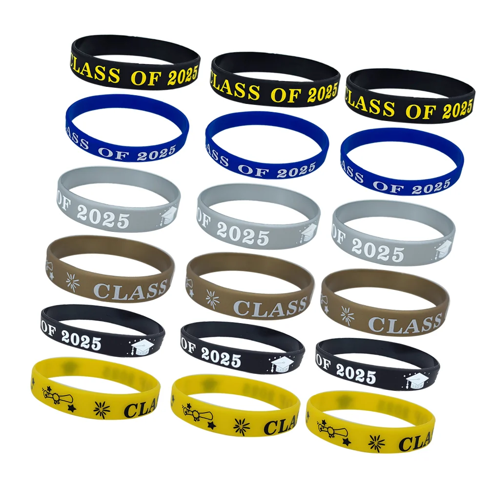 24 Pcs Graduation Bracelet Wrist Bands Bracelets Silicon for Men Silicone Women