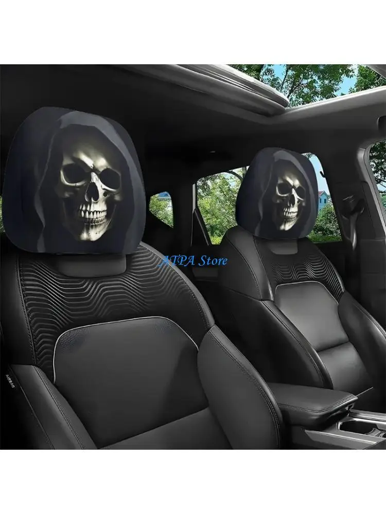 U13C Skull Face Car Covers With Oversized Expression Perfect As Unique Gifts For Horror Holiday Enthusiasts