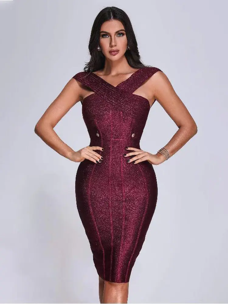 Faionable Sexy Wrap Dr haute élastique a Par Club robe de soirée fermeture éclair Sle taille moyenne Svel régulier longueur Midi