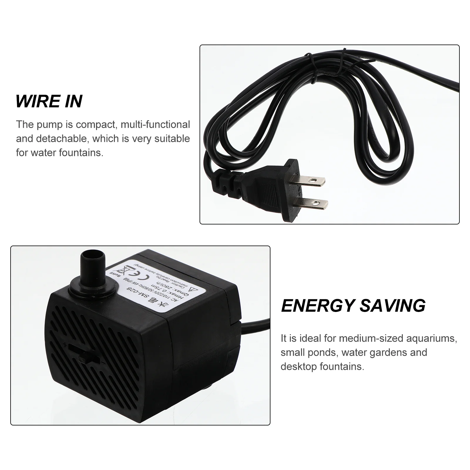 

Submersible Water Pump Low Tank Pump Flow Adjustable Durable For Aquarium Fountain Hydroponic System Us Plug