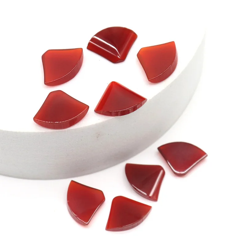 

200 шт./лот 11*11-14*14 мм Высокое качество натуральный красный агат веер драгоценный камень