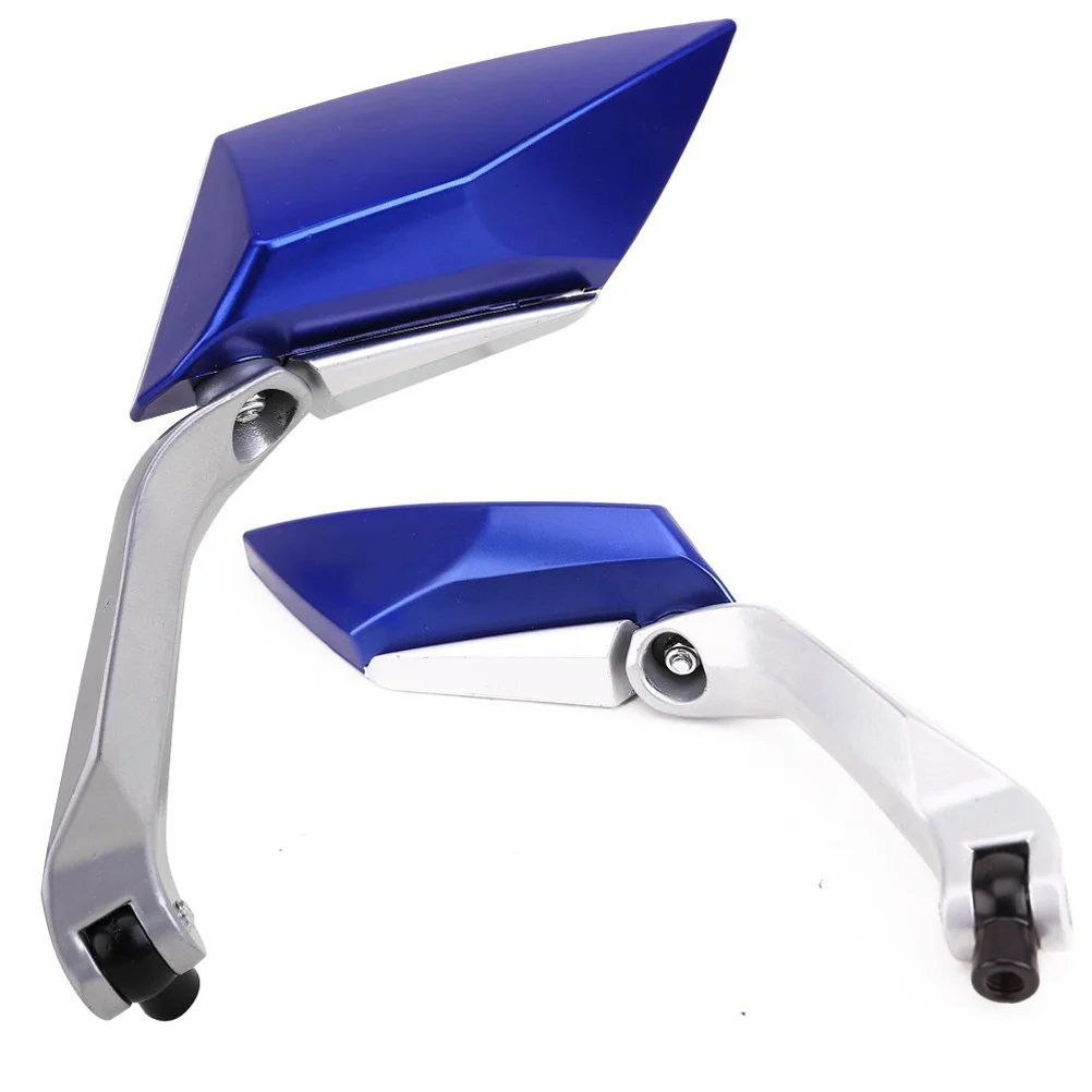 A Pair of Universal 360-degree Rotating Motorcycle Motorbike Scooter Aluminum Rear View Mirrors Rearview Side Mirrors (Blue)