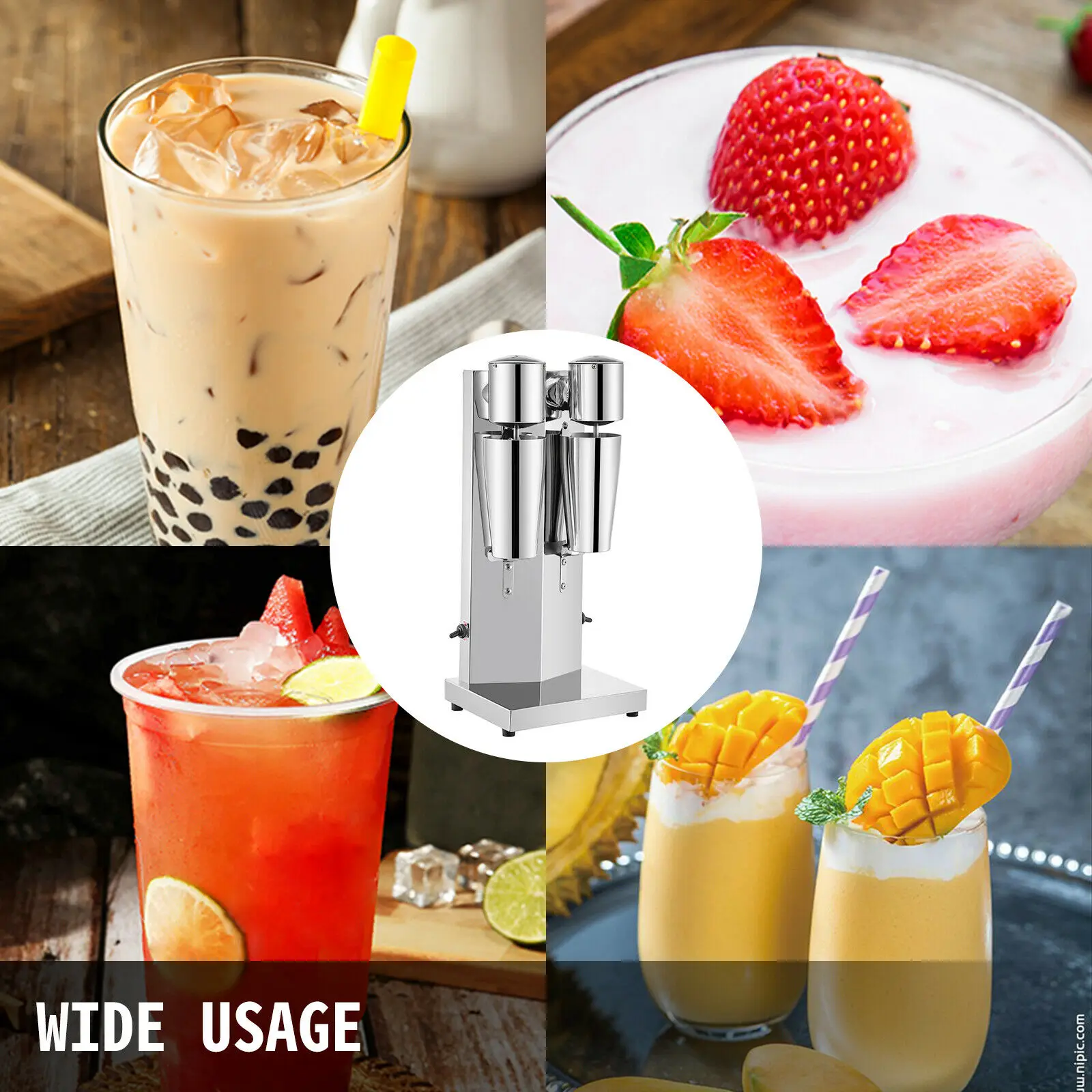 Milk Shake Machine 800ML Commercial Auto Double Cups Milkshaker Stainless Steel Shaking Maker Bubble Boba Tea Drink Mixer