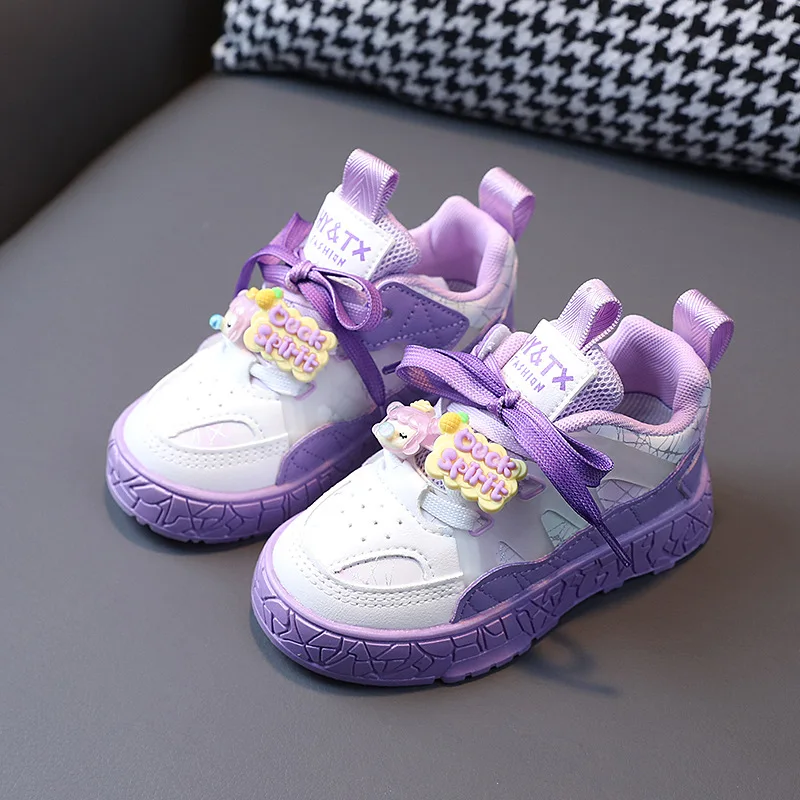 Spring Sport Shoes For Children Korean Style Cute Sneakers For Girls Anti-slippery Running Footwear For Kids Plush Warm Boots