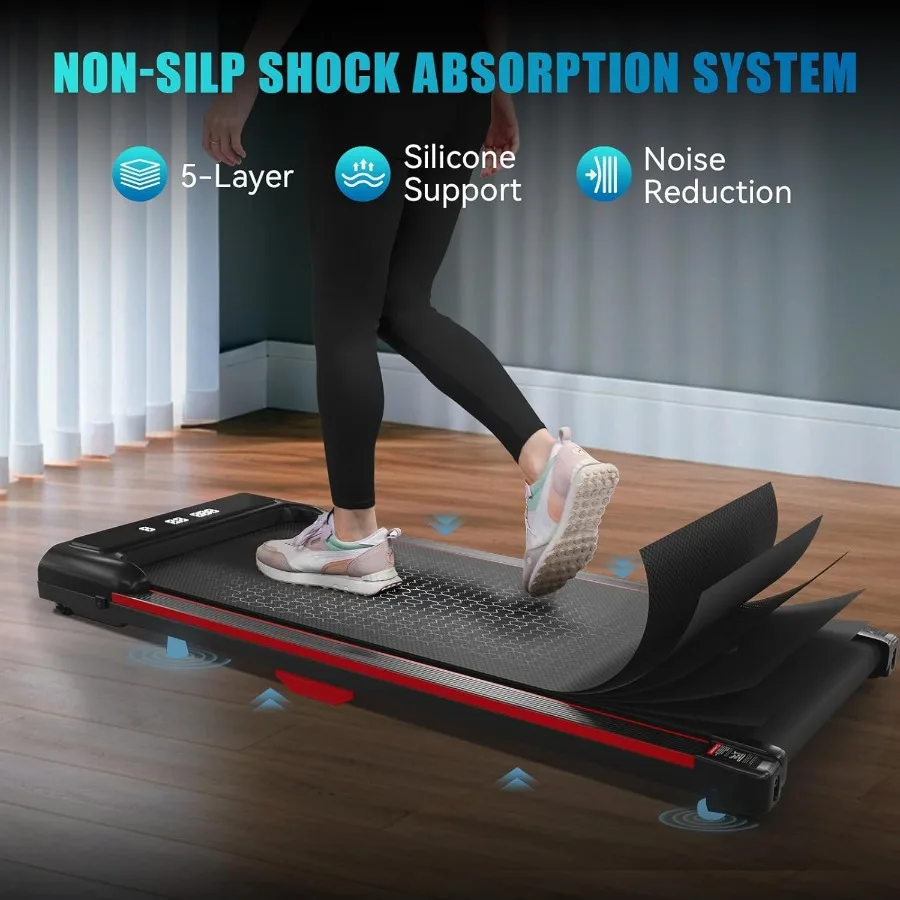 Portable Under Desk Treadmill with Incline for Home Office Use 2.5HP Motor APP Remote Control LCD Display Supports Up to 300 Lb
