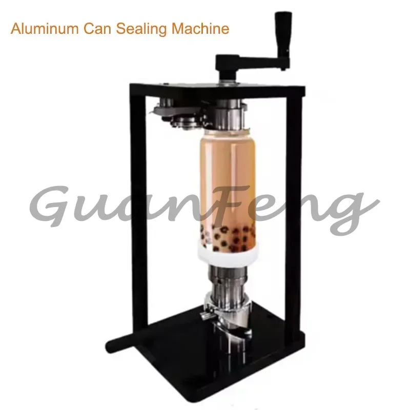 Manual 55mm PET Can Sealing Machine, Commercial Aluminum Can Sealer for Disposable Milk Tea Beverage Cake Packaging