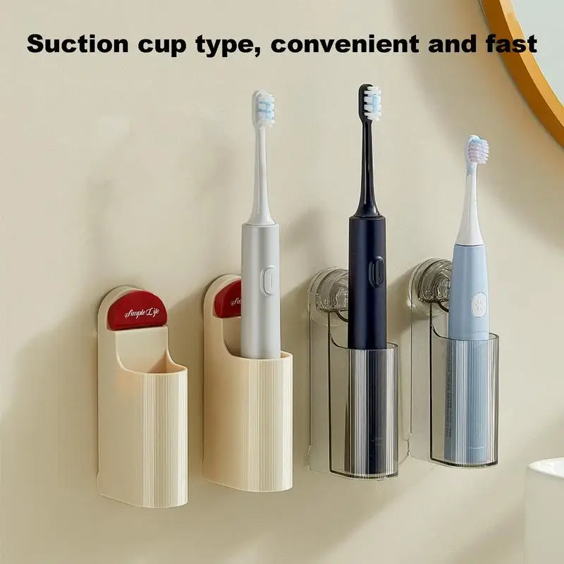 Suction Toothbrush Holder Electric Tooth Brushing Stand Wall Mounted Non-drill Adhesive Electric Toothbrush Organizerr Removable