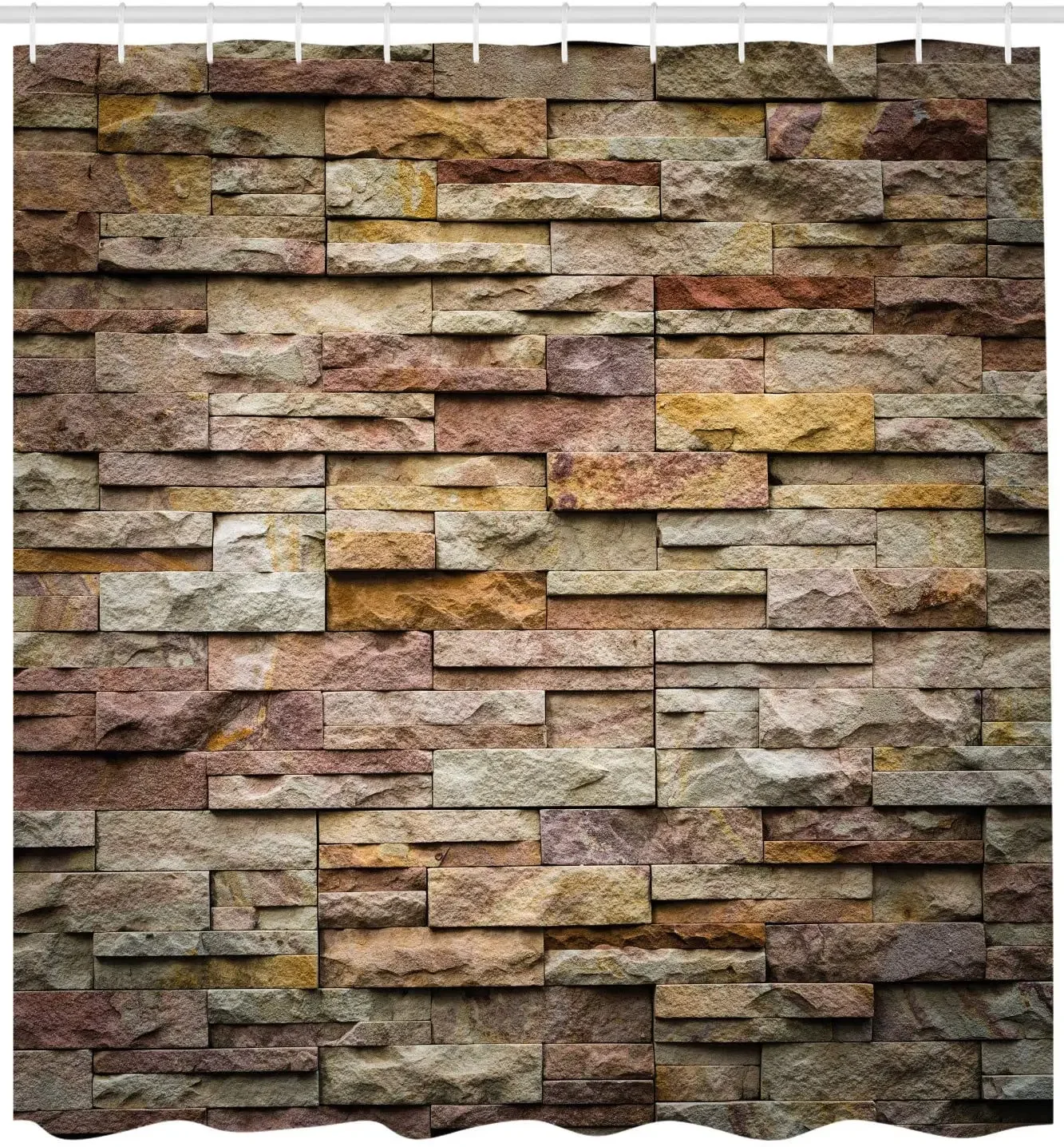 Marble Urban Brick Slate Stone Wall with Rocks Featured Facade Town Picture Bathroom Décor