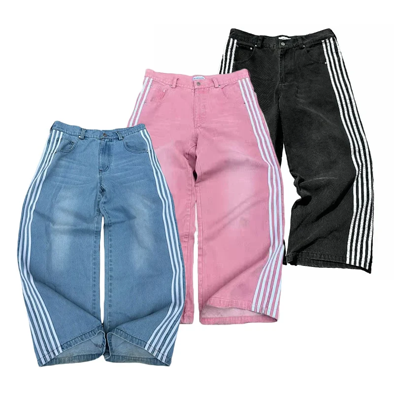 

2025 Fashion Set Harajuku Style Baggy Jeans Casual Lightweight Jacket Men Women Streetwear Straight Trousers High Street Coat