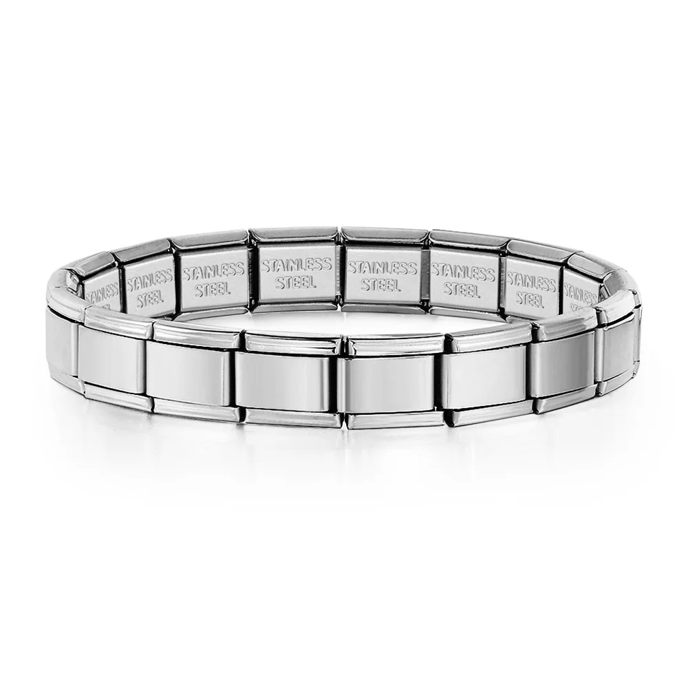URING Frauen Männer Einfache Armreifen Charms Italienische Links Edelstahl 9mm Breite Mode Gold Farbe Armbänder Schmuck Geschenke
