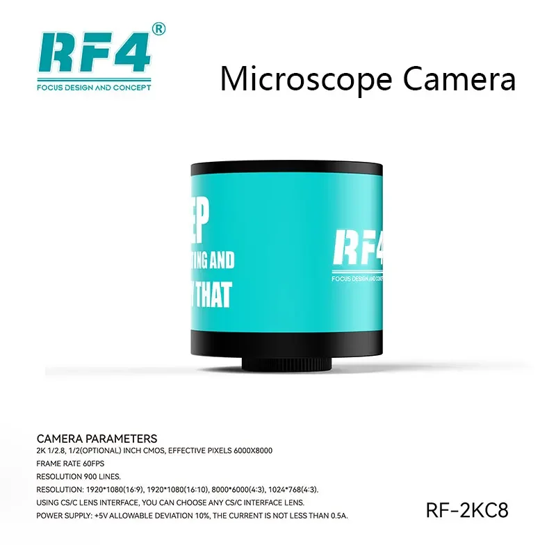 Câmera de microscópio rf4 RF-2KC8 lite 2k 60fps hd cs/c interface de lente alimentação usb para solda pcb pesquisa biológica reparo smd