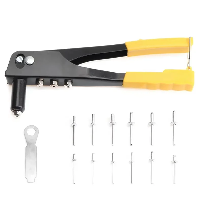 A82I-Heavy Duty Riveter Riveting Machine 120Pcs Blind Rivets Hand Tools Assortment Kit Rivet Nut Tool Orange