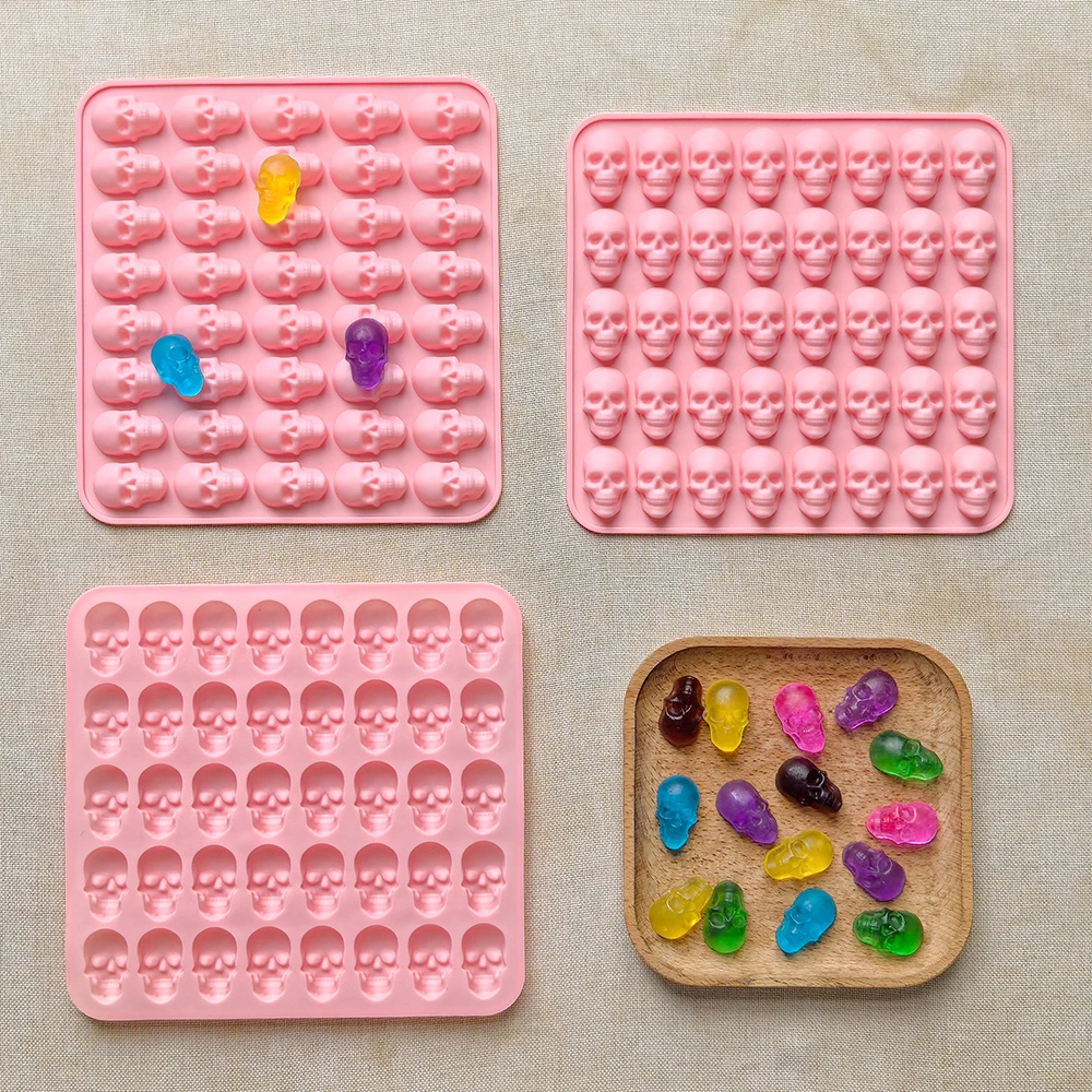 قطعة واحدة من قالب السيليكون للخبز على شكل جمجمة مكون من 40 فتحة، مناسب للشوكولاتة والحلوى والبودنغ والبسكويت وصينية الثلج