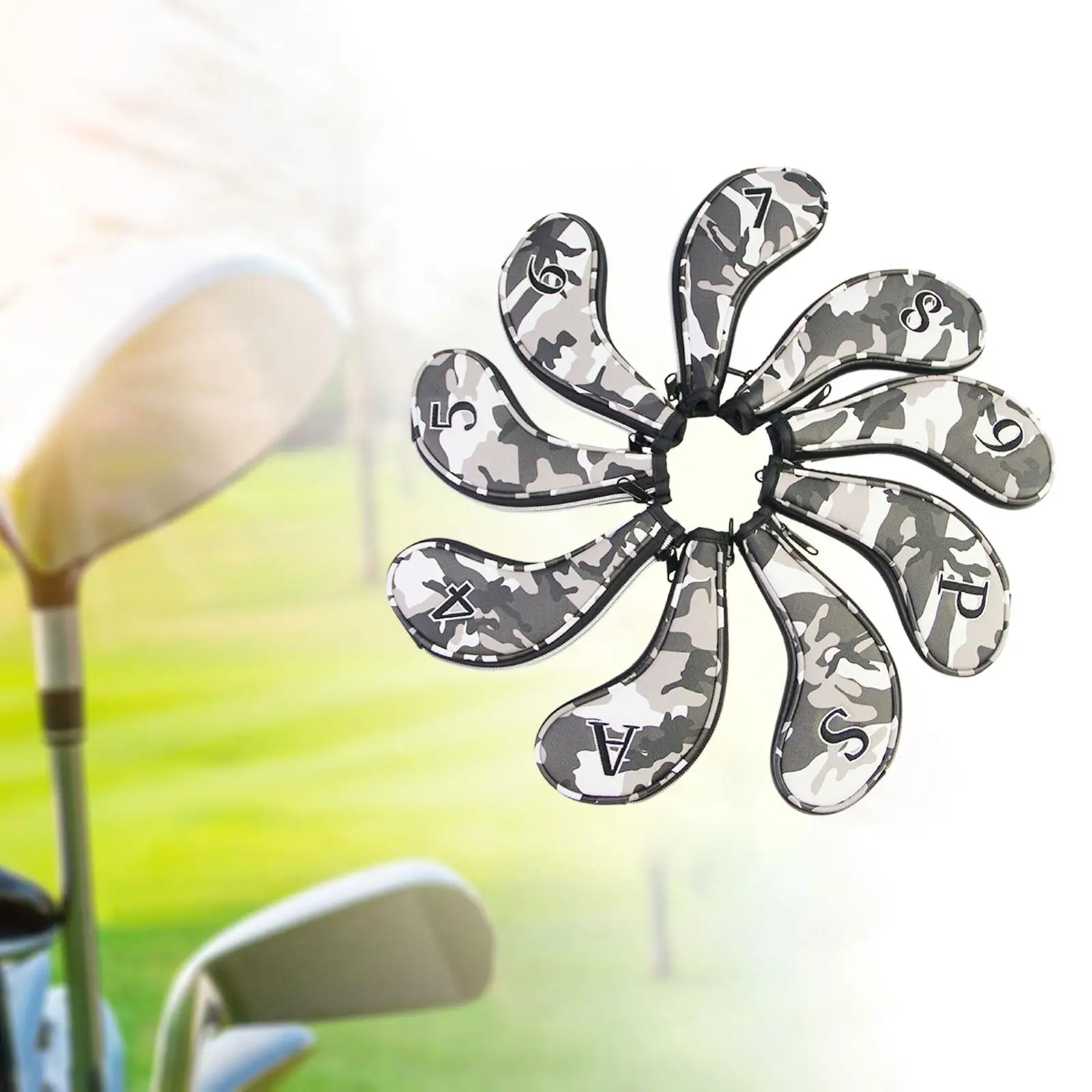 

Golf Club Head Cover PU Leather Protection Sleeve Numbered Tag Iron Cover for Golf Clubs Equipment