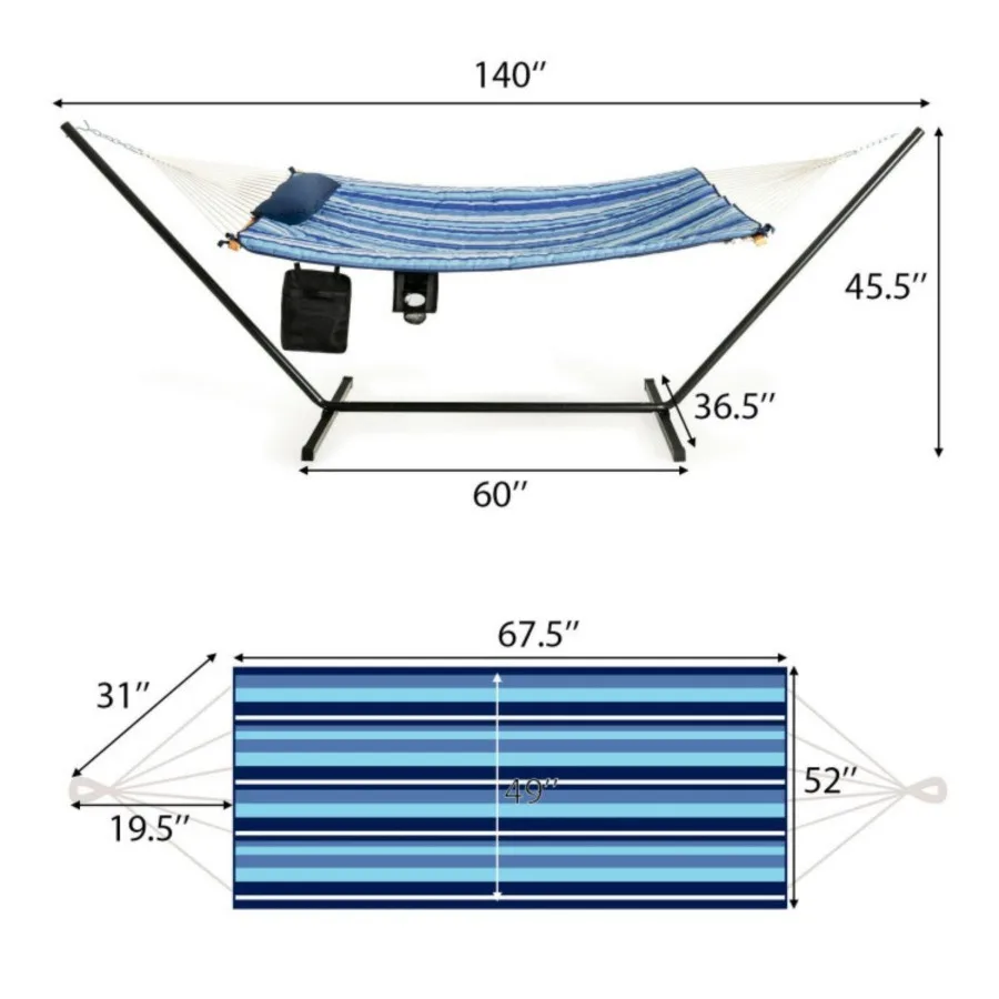 Juego de soporte para silla hamaca, columpio Cn con portavasos de almohada para interiores y exteriores